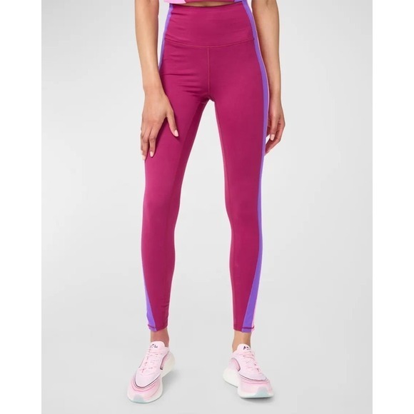 NWT | TEREZ Side Stripe Colorblock TLC Leggings | Black Raspberry | size Medium - Picture 1 of 12